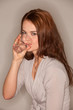 young woman trinking water