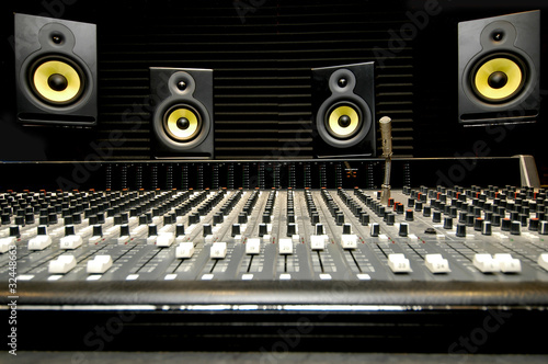 Photo: Mixing desk with speakers Mixing desk with speakers