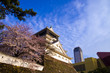 Castle in Japan 桜の咲く小倉城と高層ビル