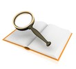 Searching in an open book. 3D rendered Illustration. Searching in an open book. 3D rendered Illustration.