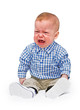 The crying boy in tears, on  white background