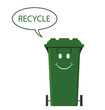 Happy recycling bin isolated on white background Happy recycling bin isolated on white background