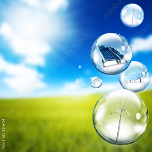 Photo: Bubble of Solar panel and wind turbine Bubble of Solar panel and wind turbine