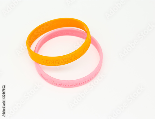 Photo: Yellow and pink rubber bracelet Yellow and pink rubber bracelet