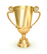 Golden Trophy Cup on white surface