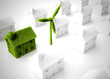 Green sustainable eco house with wind turbine Green sustainable eco house with wind turbine