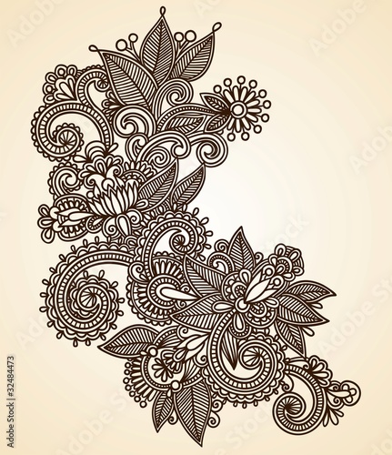 Handdrawn abstract henna mendie design element