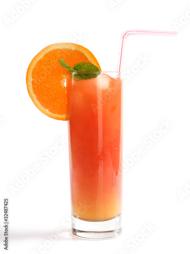 Photo: Tequila sunrise drink, isolated on white background Tequila sunrise drink, isolated on white background