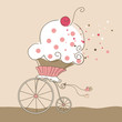 Illustration: Fast Cupcake Riding on a Bicycle Fast Cupcake Riding on a Bicycle