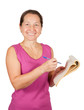 Happy mature woman with notebook Happy mature woman with notebook