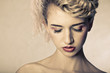 Beauty shot of blond fashion model
