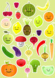 Collection of funny vegetables and fruit