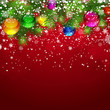 Christmas background with snow-covered branches.