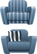 Blue soft stripped armchair