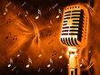 Photo en ligne au meilleur prix Microphone on abstract musical background