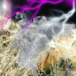 Volcanic eruption with huge  lightning