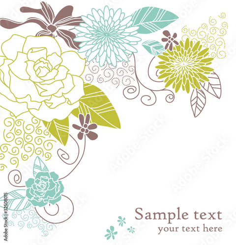 Floral wedding card with text