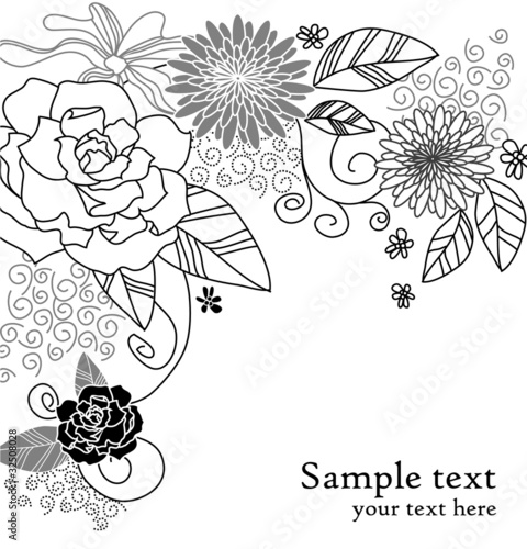 Floral wedding card with text