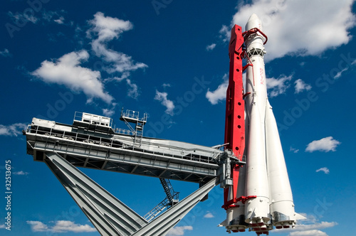 Photo: copy of rocket Vostok in All-Russia exhibition centre in Moscow, copy of rocket Vostok in All-Russia exhibition centre in Moscow,