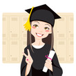 Asian graduate holding diploma