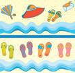 Set of beach seamless borders funny cartoons Set of beach seamless borders funny cartoons