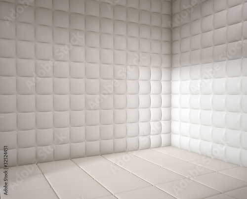 Illustration: empty white padded room empty white padded room