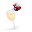 coccinella con calice bianco