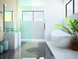 Modern interior of the white bathroom 3D Modern interior of the white bathroom 3D