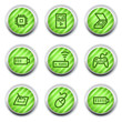 Electronics web icons set 2, green glossy circle buttons