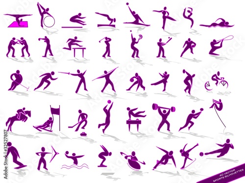 Vector: Sporting purple silhouettes, in vector Sporting purple silhouettes, in vector