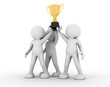 3d human icon holding golden trophy