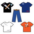 Vector: Colored shirts and pants Colored shirts and pants
