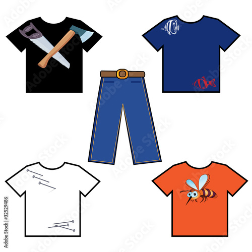 Vector: Colored shirts and pants Colored shirts and pants