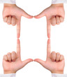 Four aiming hand signs created a frame
