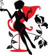 Silhouette of woman with a cup of coffee Silhouette of woman with a cup of coffee