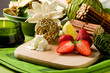 Dessert di Fragole su Tagliere di legno