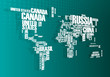World map:the contours of the country consists of the words World map:the contours of the country consists of the words