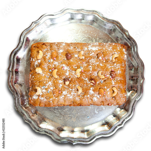 Photo: honey cake with nuts on tray honey cake with nuts on tray