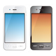 白いスマートフォンと黒いスマートフォン