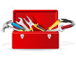 Red toolbox with tools