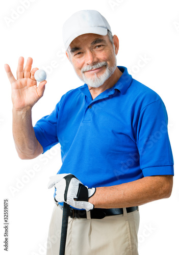Foto: golfer isolated on a white background golfer isolated on a white background