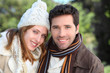 Portrait of attractive couple in winter