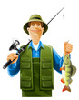 fisherman with rod spinning
