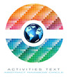 Rainbow Business Card with Earth Icon Element