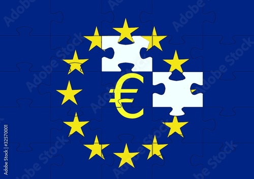 Illustration: Puzzle mit EU-Flagge und Währungssymbol Puzzle mit EU-Flagge und Währungssymbol
