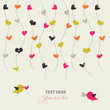 Card with birds and hearts