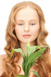 woman with green sprout