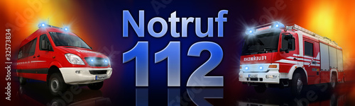Illustration: Feuerwehr Notruf 112 Feuerwehr Notruf 112