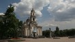 Cathedral in the background moving clouds. Donetsk, Ukraine Cathedral in the background moving clouds. Donetsk, Ukraine