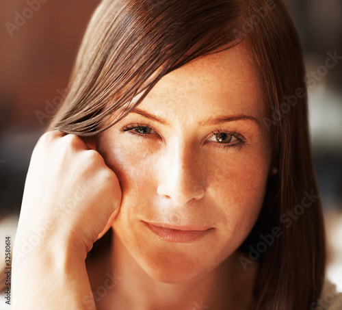 Photo: Closeup of a middle aged female looking at you Closeup of a middle aged female looking at you